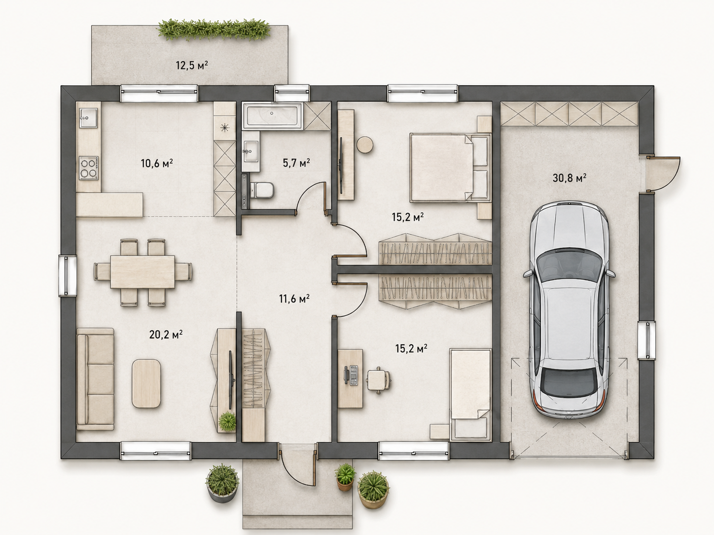 Планировка дома 127 м²